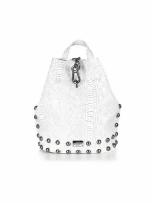 Τσάντα πλάτης με Croco Pattern άσπρη Black n Metal ELENA ATHANASIOU