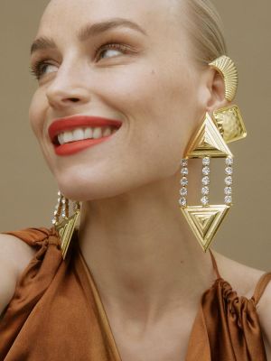 Arrow of time gold earrings 24k gold plated KALEIDO
