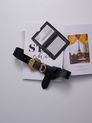 Attection black gold belt INDIVIDUAL ART LEATHER