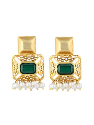 Belladonna green stones earrings 24k gold plated KALEIDO