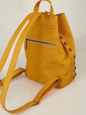 Straw Βlack n Μetal backpack yellow nickel ELENA ATHANASIOU