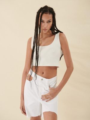 Crop top white S0067 COMBOS KNITWEAR