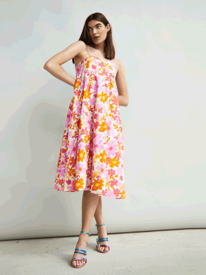 Φόρεμα Retro bright floral ροζ GC0576 GLAMOROUS