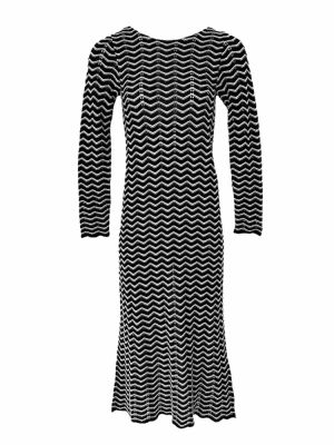 Dress maxi striped black S4THDL0041 COMBOS KNITWEAR
