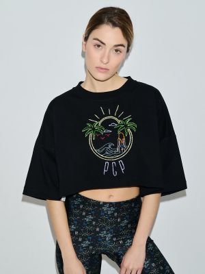 Graphic palm babes crop t-shirt PCP CLOTHING