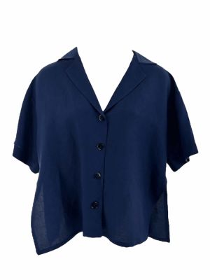 Linen shortsleeve shirt blue SS24.W10.06.00 CKONTOVA