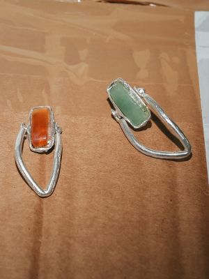 Hanging stone green earrings ασήμι 925 NASILIA
