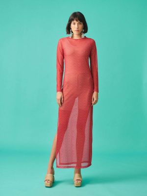 Evie mesh dress waves red PCP CLOTHING