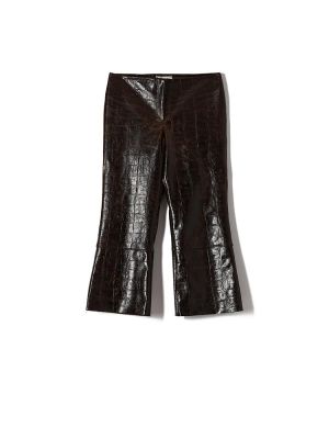 Pants faux leather croco brown PF23-103 MILKWHITE
