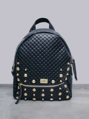 Retro backpack large black matte gold ELENA ATHANASIOU