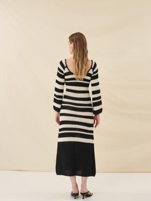 Dress maxi stripes black S0021 COMBOS KNITWEAR