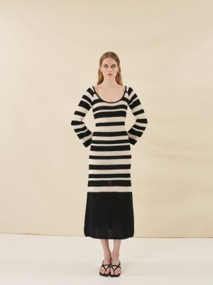 Dress maxi stripes black S0021 COMBOS KNITWEAR