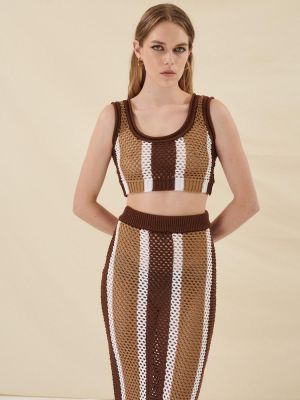 Skirt maxi stripes brown S0099 COMBOS KNITWEAR
