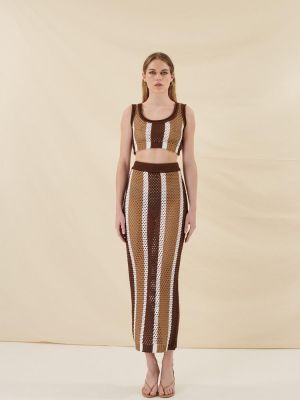 Skirt maxi stripes brown S0099 COMBOS KNITWEAR