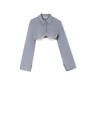 Cropped top with crystals baby blue TF23-211 MILKWHITE