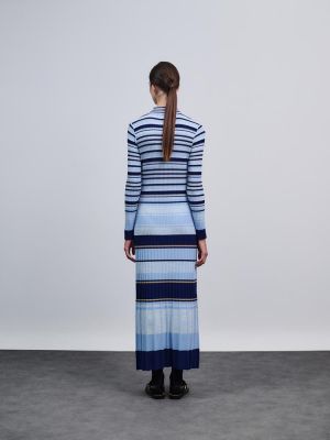 Dress maxi striped blue W4MIDL0053 COMBOS KNITWEAR