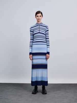 Dress maxi striped blue W4MIDL0053 COMBOS KNITWEAR