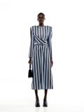 Φόρεμα stripes grey blue dress DF22-206 MILKWHITE