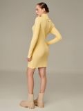 Φόρεμα πλεκτό μίνι κίτρινο W131 COMBOS KNITWEAR