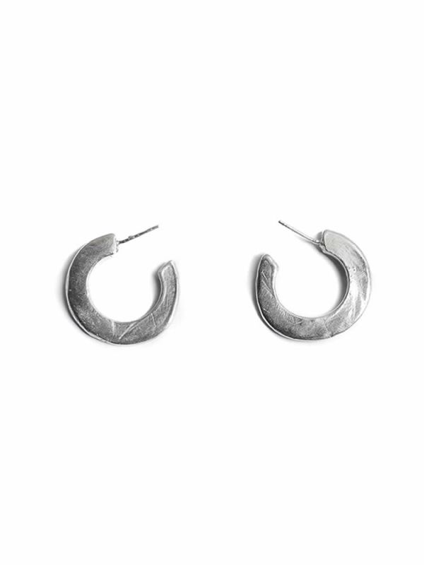 Σκουλαρίκια Flat Hoop Earrings ασήμι 925 NASILIA