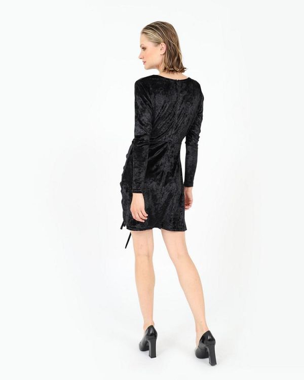 Φόρεμα βελουτέ μίνι μαύρο DOCA 39815