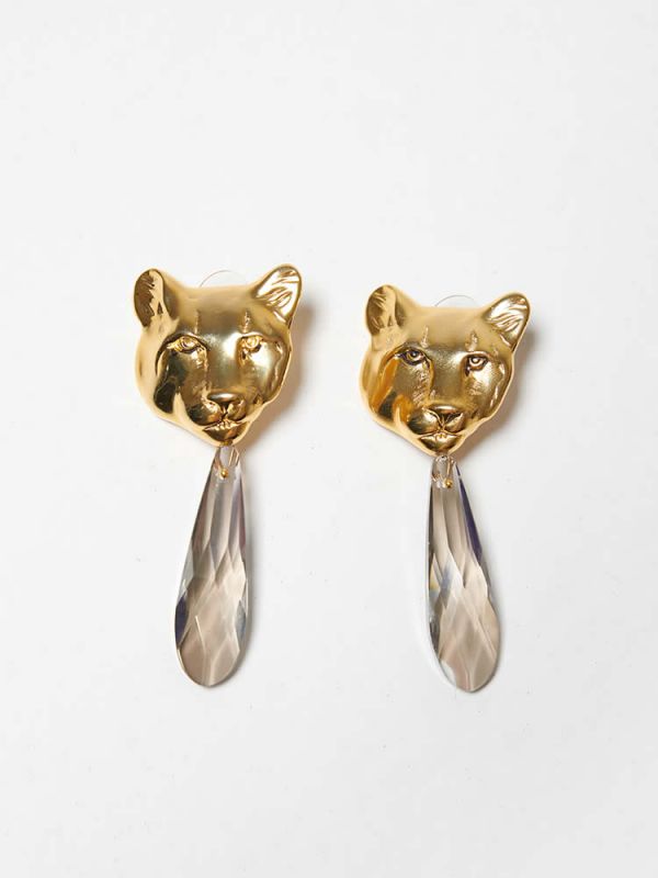 Σκουλαρίκια tiger gold earrings AS22-117 MILKWHITE