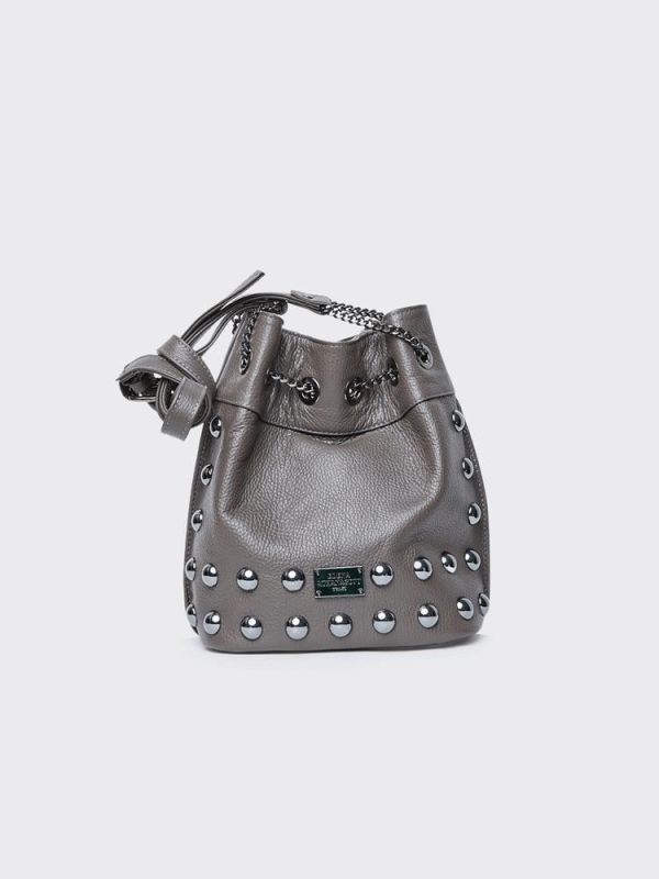 Black n Metal pouch bag grey nickel ELENA ATHANASIOU