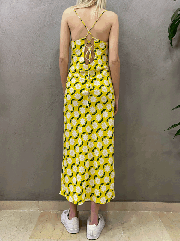 Φόρεμα midi floral κίτρινο CA0281 GLAMOROUS