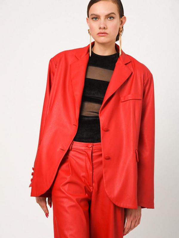Celine red leather blazer SUNSET.GO