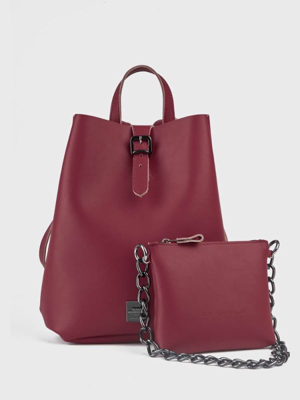 Chain backpack burgundy ELENA ATHANASIOU