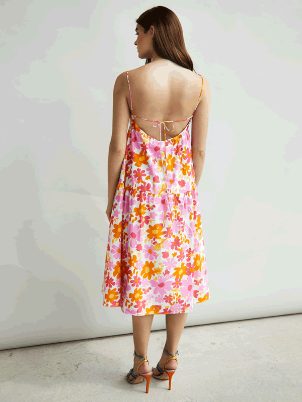 Φόρεμα Retro bright floral ροζ GC0576 GLAMOROUS