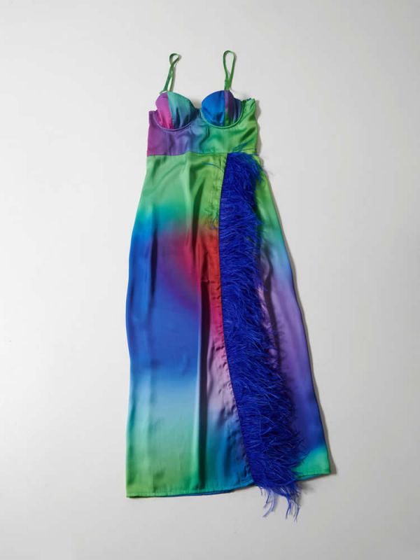 Φόρεμα rainbow blue dress DS22-118 MILKWHITE