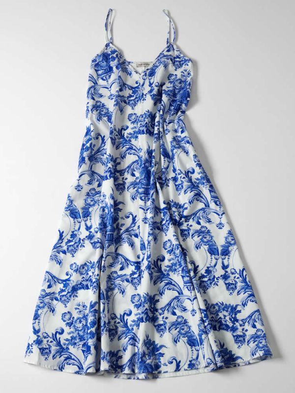 Φόρεμα fl blue white dress DS22-120 MILKWHITE