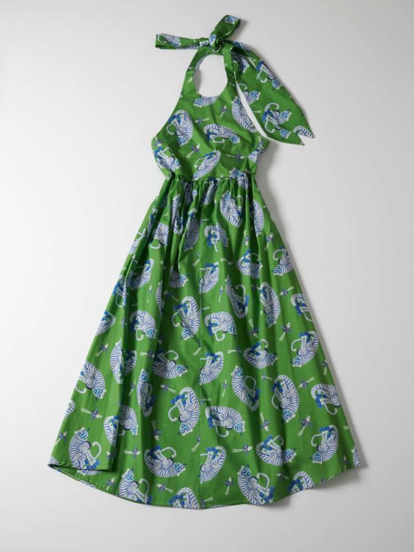 Φόρεμα tiger green dress DS22-122 MILKWHITE