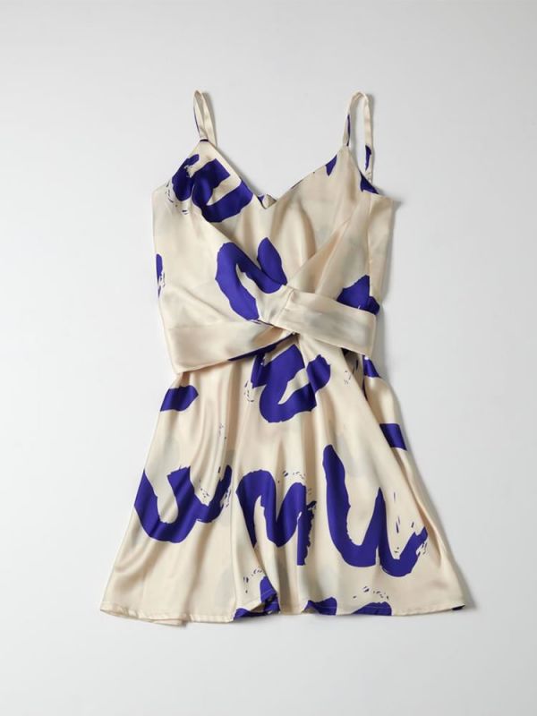 Φόρεμα monogram blue dress DS22-124 MILKWHITE