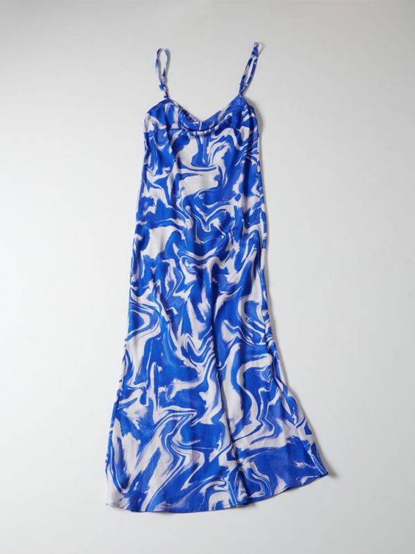 Φόρεμα ocean blue dress DS22-126 MILKWHITE