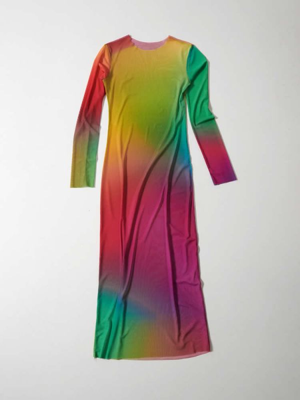 Φόρεμα rainbow pink mesh dress DS22-205 MILKWHITE