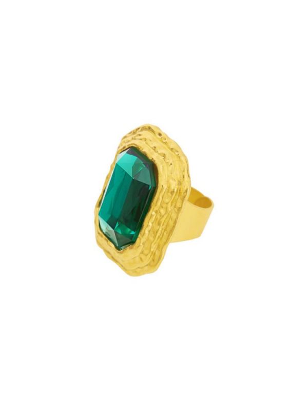 Δαχτυλίδι Grace green επιχρυσωμένο ασήμι 925 KALEIDO