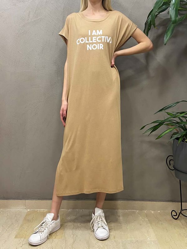 Φόρεμα logo maxi dress beige COLLECTIVA NOIR