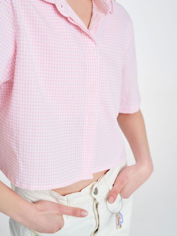 Lola crop shirt plaid pink PCP CLOTHING
