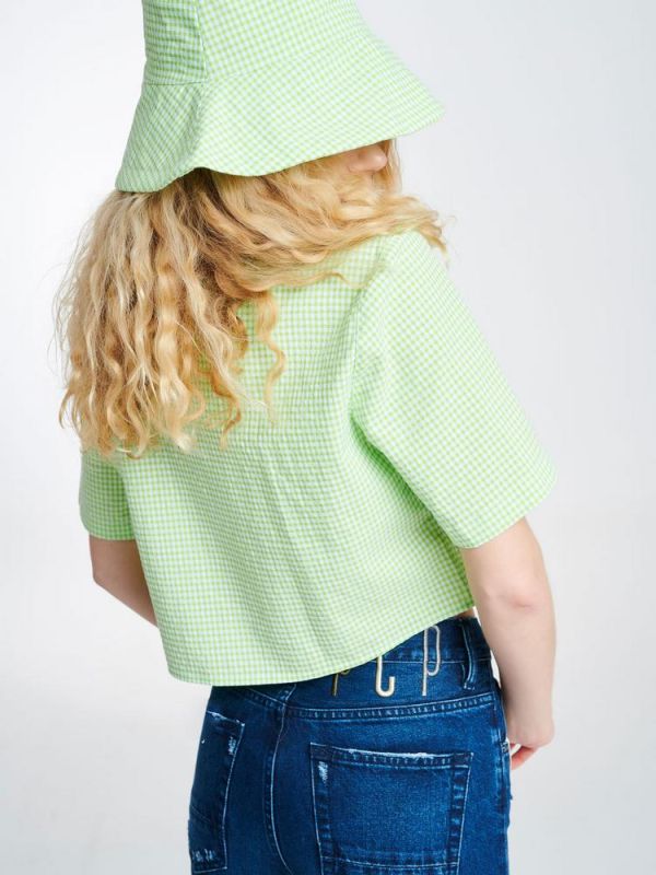 Lola crop shirt plaid lime PCP CLOTHING