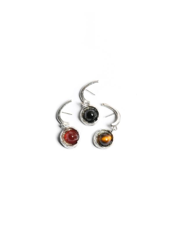 Hanging gem earring red ασήμι 925 NASILIA