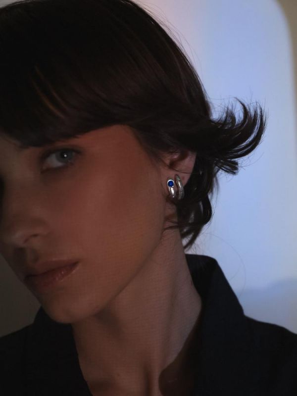 Σκουλαρίκια Eel earrings blue ασήμι 925 NASILIA