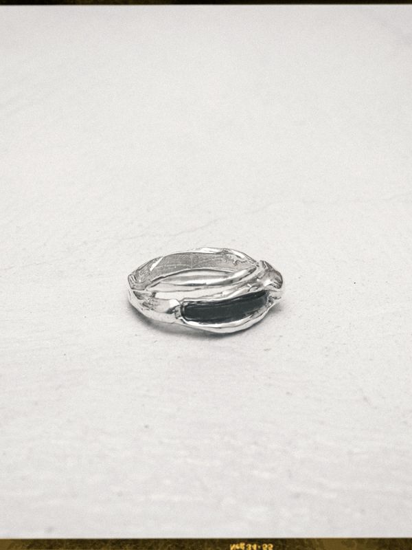 Arc stone ring black ασήμι 925 NASILIA