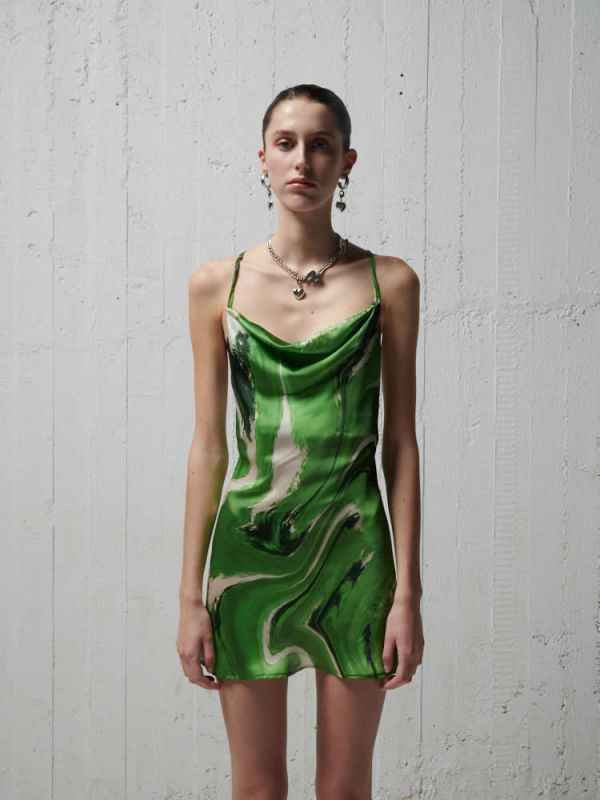 Φόρεμα ocean green dress DS22-115 MILKWHITE