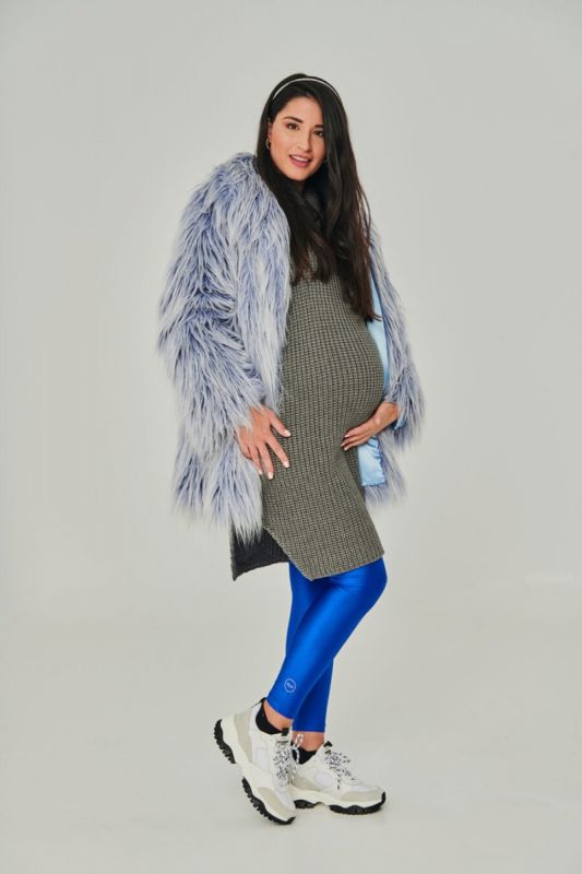 Κολάν εγκυμοσύνης μονόχρωμο γυαλιστερό Jacqueline μπλέ PCP