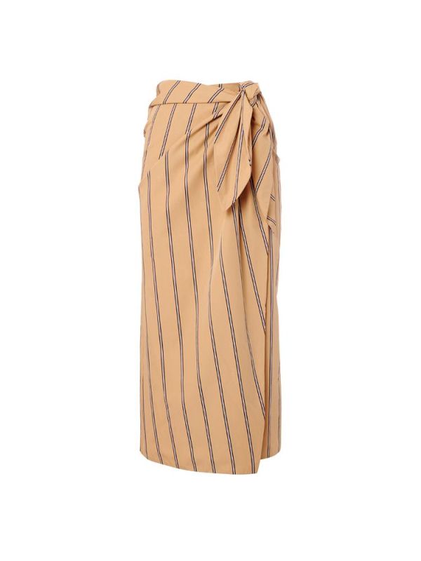 Φούστα stripes beige black skirt SF22-106 MILKWHITE