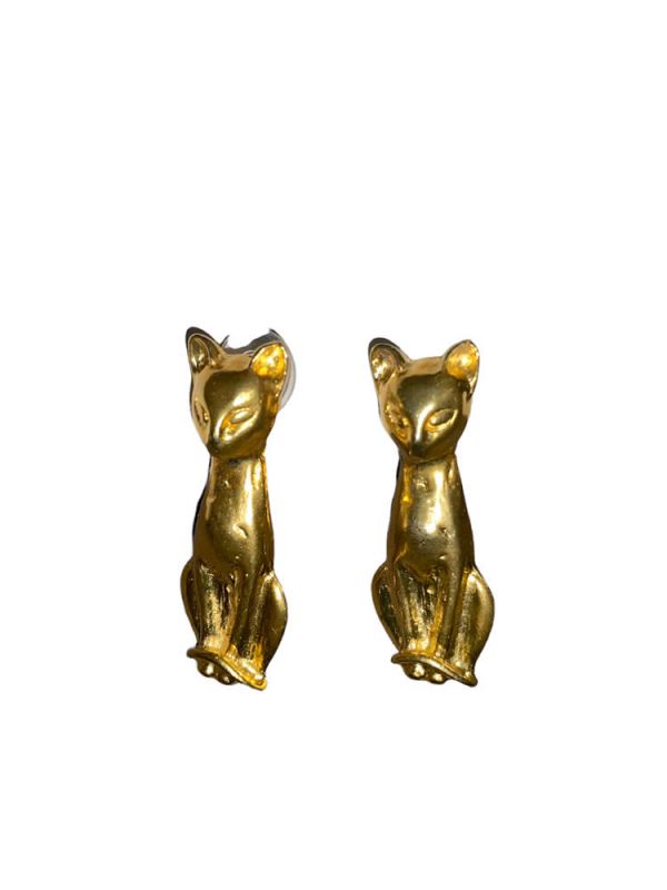Σκουλαρίκια cat gold earrings AS22-126 MILKWHITE