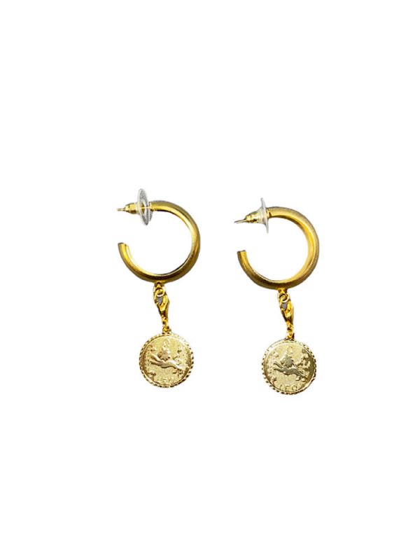 Σκουλαρίκια zodiac leo earrings AS22-119 MILKWHITE