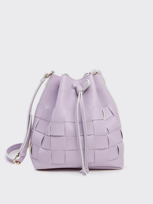 Τσάντα πουγκί Straw pouch bag lila  ELENA ATHANASIOU